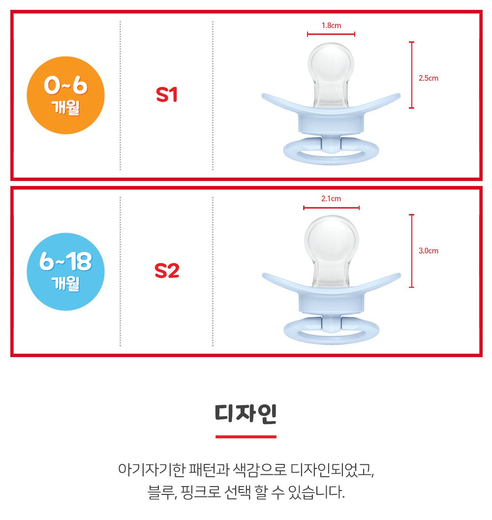 누크 지니어스 노리개젖꼭지 형태 설명 이미지