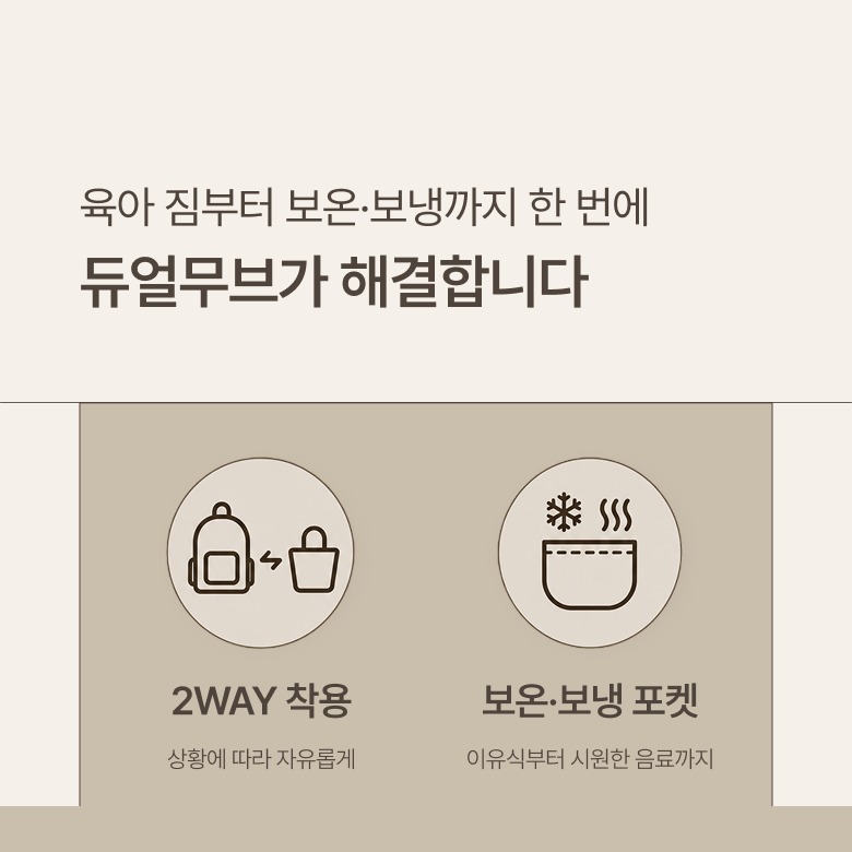 와이드 입구·수납력·포켓·생활 방수 기능 요약 이미지
