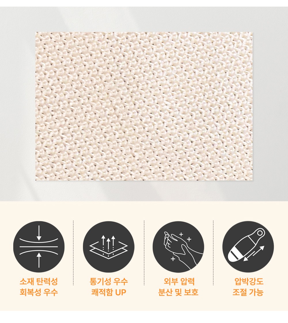 벨크로 짜임과 엄지 고리 상세